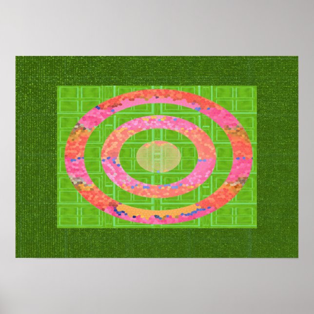 Póster HUEs of Green and  Chakra Oval Stainedglass Pink (Frente)