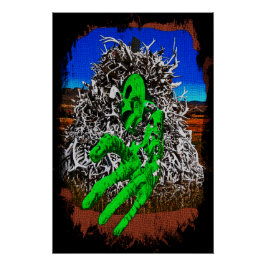 Póster Hueso esquelético de Halloween antadores dedos 3D