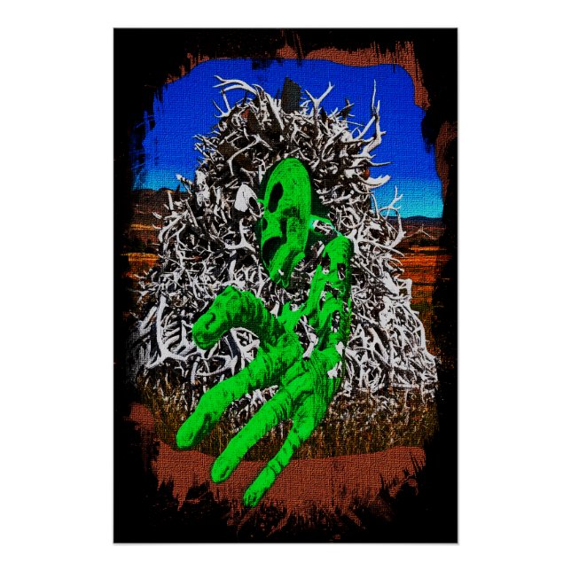 Póster Hueso esquelético de Halloween antadores dedos 3D (Anverso)