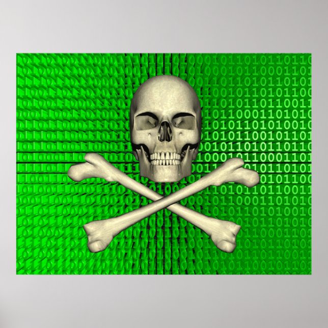 Póster Huesos cruzados en binarios (Frente)
