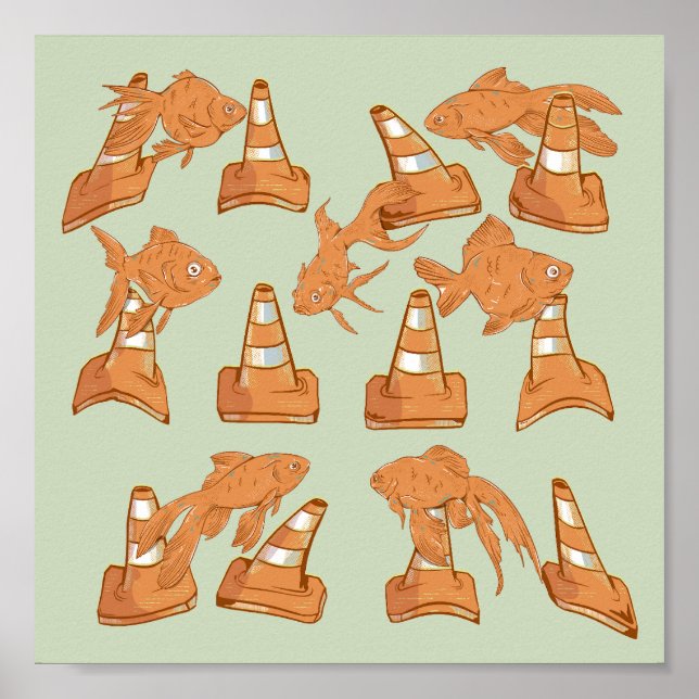 Póster Huesos de carretera y pez dorado naranja (Frente)