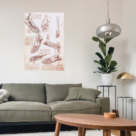 Póster Huesos de pie de anatomía humana de Leonardo da Vi