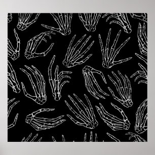 Póster Huesos dibujados a mano y fondo de estilo grabado.