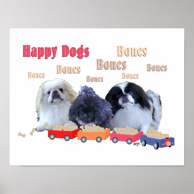 Póster Huesos felices perros (Frente)