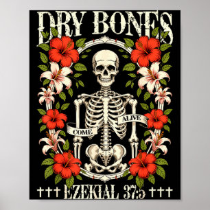 Póster Huesos Secos Cobran Vida Esqueleto Divertido Flora