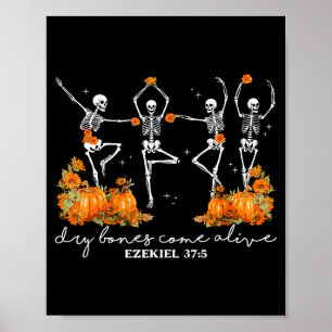 Póster Huesos Secos Cobran Vida Halloween Esqueleto Baila