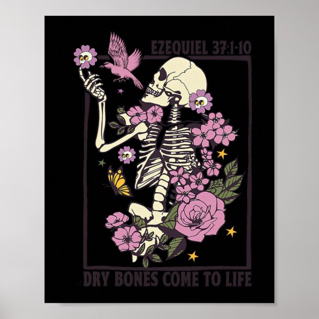 Póster Huesos Secos De Esqueleto Vienen A La Vida Hallowe (Frente)