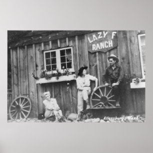 Póster Huéspedes fuera del Lazy F Ranch Bldg