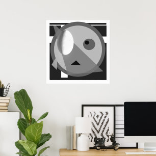 Póster Huevo Blanco Diseño Moderno Bauhaus Blanco Negro