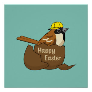 Póster Huevo de chocolate con espárragos feliz Pascua