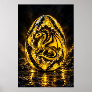 Póster Huevo de Dragón Amarillo Eléctrico