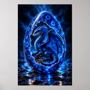 Póster Huevo de Dragón Buscador Azul