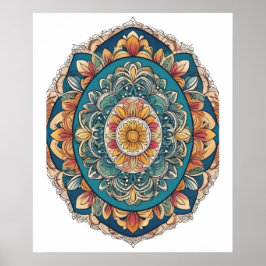 Póster Huevo de Mandala - Intrincado Diseño Floral Boho