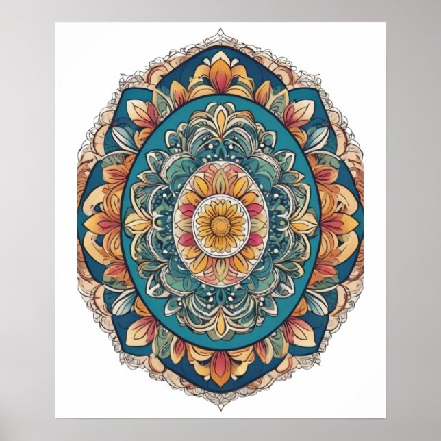 Póster Huevo de Mandala - Intrincado Diseño Floral Boho (Frente)