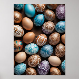 Póster Huevo de Mandala - Intrincado Diseño Floral Boho
