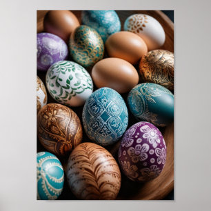 Póster Huevo de Mandala - Intrincado Diseño Floral Boho