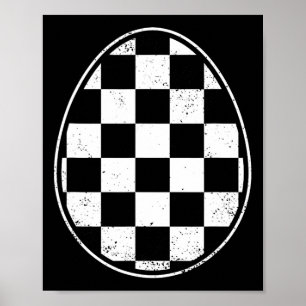 Póster Huevo de Pascua a cuadros Coche de carreras Jugado