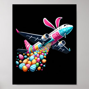 Póster Huevo de Pascua de Abunny Airplane Niños Niños Pas