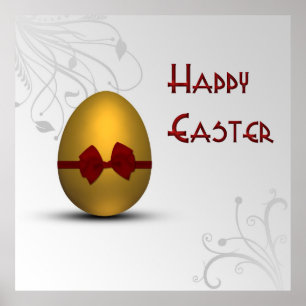 Póster Huevo de Pascua Dorada con el patrón de Swirl Flor