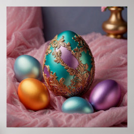 Póster Huevo de Pascua dorado