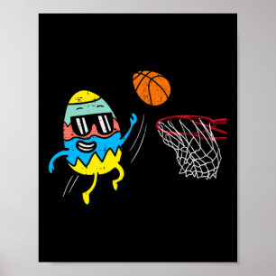 Póster Huevo de Pascua Jugando Baloncesto Cute Deportes H