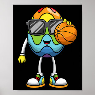 Póster Huevo de Pascua Jugando Bysketbyll Niños Deportivo