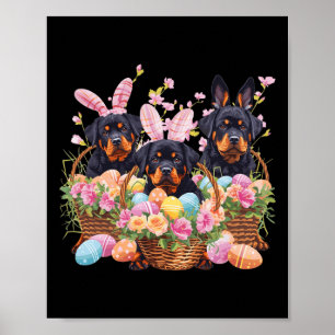 Póster Huevo de Pascua Rottweiler de Tres Rottweiler East