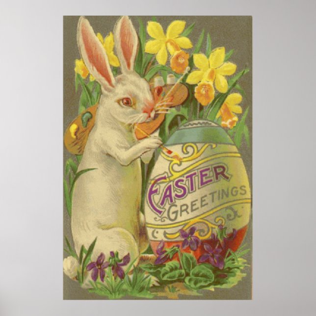 Póster Huevo de pintura de conejo de Pascua Daffodil Croc (Frente)