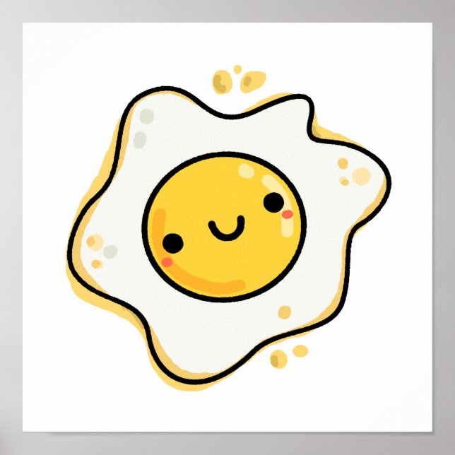 Póster Huevo frito Cute Kawaii (Frente)