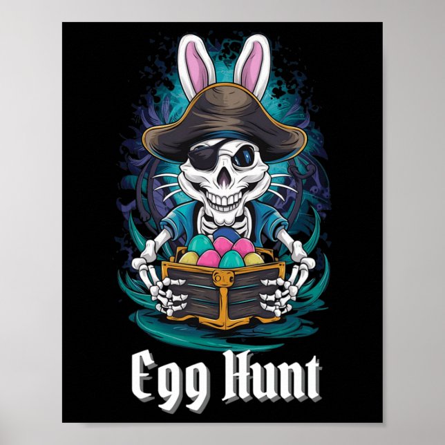Póster Huevo Hunt Skeleton Bunny Pirate Rabbit Boys Pascu (Frente)