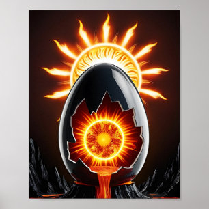 Póster Huevo negro con sol