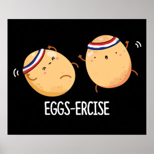 Póster Huevos aeróbicos divertidos Pun Dark BG