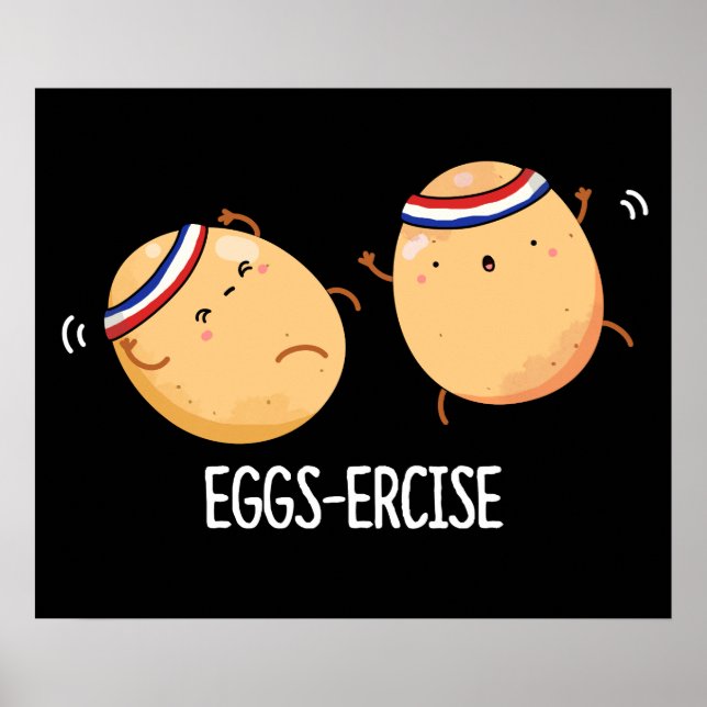 Póster Huevos aeróbicos divertidos Pun Dark BG (Frente)