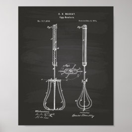 Póster Huevos Beaters 1874 Patent Art - Chalkboard