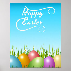 PÓSTER HUEVOS COLORIDOS DE ORIENTE "FELIZ"