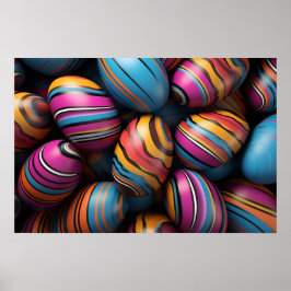 Póster Huevos coloridos de Pascua con rayas giratorias