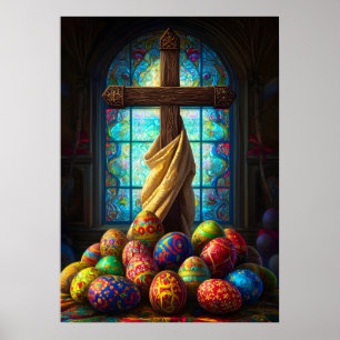 Póster Huevos cruzados de Pascua Jesús Religioso