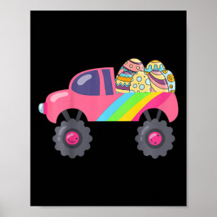 Póster Huevos de Camión Monstruo Rosa para Niños Caza de 