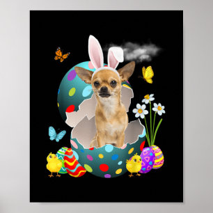 Póster Huevos de Pascua Chihuahua Bunny Dog Gifts Dog Dad