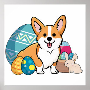 Póster Huevos de Pascua de Pascua de Corgi Perro de Pascu