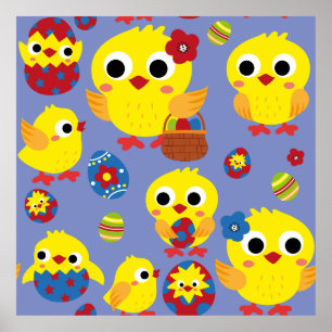 Póster Huevos de Pascua Retro Hatch