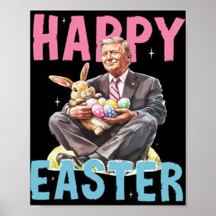 Póster Huevos Divertidos Conejo Pascua Trump Feliz Pascua