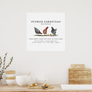 Póster Huevos frescos de granja   Monograma corto