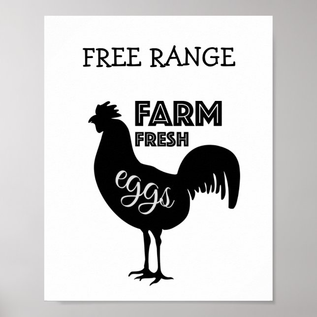 Póster Huevos frescos de la granja de gama libre (Frente)