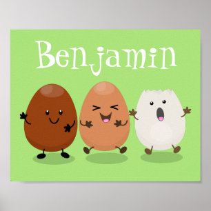 Póster Huevos kawaii lindo ilustracion personalizado dive