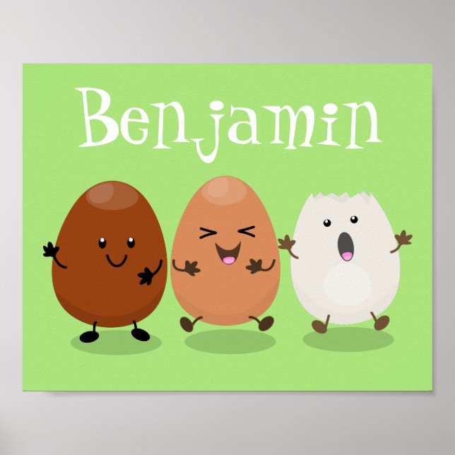 Póster Huevos kawaii lindo ilustracion personalizado dive (Frente)