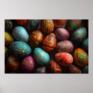 Póster Huevos pisanky coloridos de la Pascua ucraniana