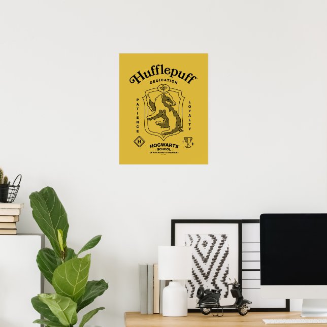 Póster HUFFLEPUFF™ Dedicación Paciencia Lealtad Escudo (Oficina en casa)