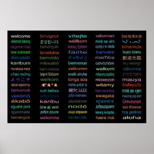 Póster HUGE Welcome in 80 Languages BLACK Poster -5sizes!