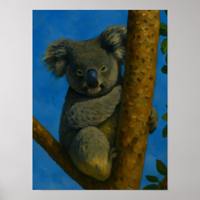 Póster Hugger de árbol - Koala en el dosel forestal (Frente)